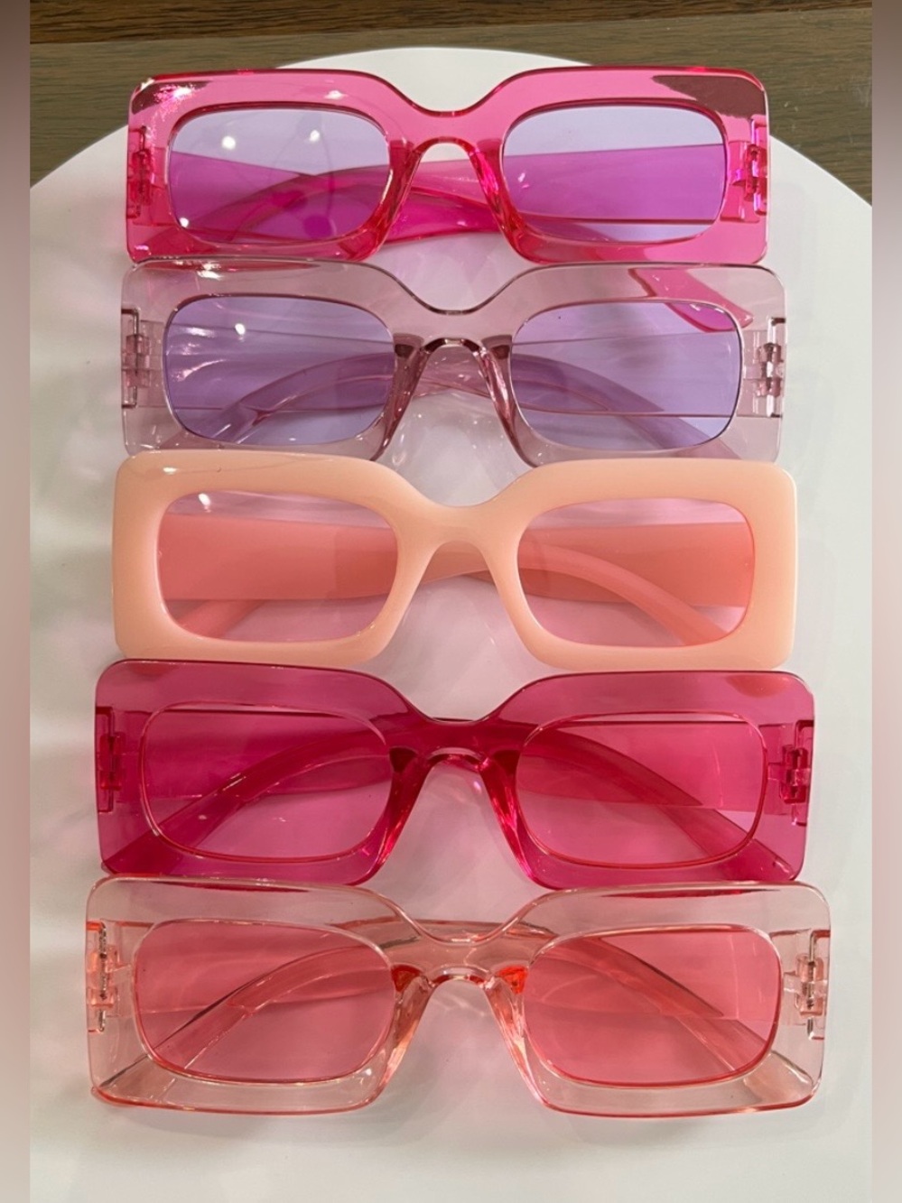 Stylish Rectangular Women's Sunglasses - Pink Mix - Set of 5